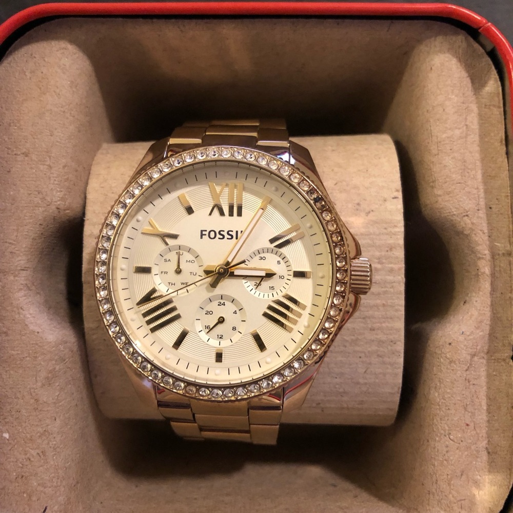 Gold Fossil watch